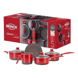 Jogo Panelas Antiaderente Brinox Ceramic Life Smart Red 5pçs