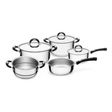 Jogo Panelas Tramontina Aço Inox Duo Silicone 65480/010