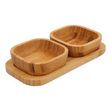 Jogo Petisqueira Bambu Com Base 2 Recipientes Mimo Style