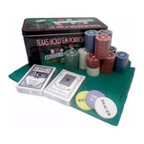 Jogo Poker Set 200 Fichas Na Lata + 2 Baralhos Texas Holdem