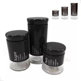 Jogo Porta Mantimentos E Condimento Inox Vidro Kit 3 Peças