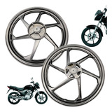 Jogo Roda Cg 150 Titan Fan Liga Leve Preto Freio Disco 6p