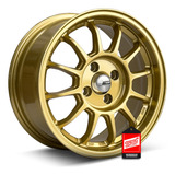 Jogo Roda Dourado Aro 15x7 4x100 Offset 35 6.4kg 5fivex