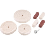 Jogo Roda Pano P Furadeira Polimento Aluminio Cromo Inox 8pç