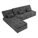 Jogo Sofá Cama + Chaise Patrícia Para Sala De Tv Conforto