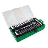 Jogo Soquete Sextavado Catraca 1/4'' 25pç Waft 6044