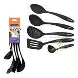 Jogo Talheres Nylon Utensílios Cozinha 5 Peças Profissional