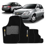 Jogo Tapete Corsa Classic 2003 A 2013 Carpete Preto Bordado
