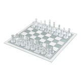 Jogo Xadrez Vidro C/ Tabuleiro 20x20cm E 32 Peças