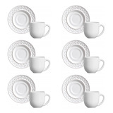 Jogo Xícara Café Pires Mezcla Branco Porto Brasil 6 Peças