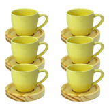 Jogo Xicaras Amarela Porcelana Cafe Expresso 95ml - 12 Peças