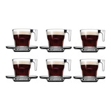 Jogo Xícaras C/ Pires Café Expresso Vidro 80ml 12 Peças 