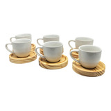 Jogo Xícaras Café Brancas Com Pires 12 Peças Porcelana 95ml