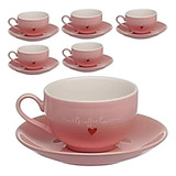 Jogo Xícaras D Café Com Pires Porcelana 90ml 12pçs Chá Leite