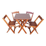 Jogos Conjuntos Mesa Bar Dobrável Madeira 60x60 Com 4 Cad I