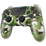 Joystick Sem Fio Bluetooth 4.0 Genérico Verde Camuflado, Doubleshock Para Jogadores De Pc, Compatível Com Ps4, Bateria Recarregável, Controle Sem Fio,