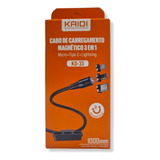 Kaidiconectores 3in1 Cabo Usb Carregador Magnético Imã Turbo