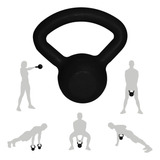 Kettlebell De 10 Kg Ferro Fundido Pintado Preto Musculação