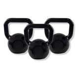 Kettlebell Emborrachado 6kg + 8kg + 10kg P/ Treino Funcional Cor Preto