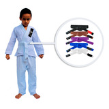 Kimono Branco Infantil Trançado Leve Jiu Jitsu, Judo + Faixa