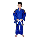 Kimono Infantil Azul Jiu Jitsu Judo Reforçado  Faixa Gratis!