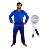 Kimono Jiu Jitsu Trançado Keiko Azul Ultra Light + Faixa