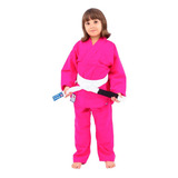 Kimono Judô / Jiu Jitsu Infantil Reforçado Rosa Com Faixa