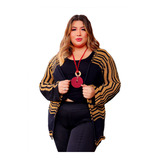 Kimono Plus Size Zig Zag Casaco