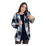 Kimono Xadrez Feminino Blusa Cardigan Manga Longa Tricot