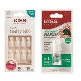 Kiss Kit Unhas Postiças Quadrado Curto + Cola Secagem Rápida