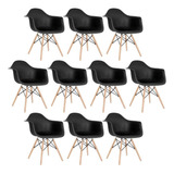 Kit - 10 X Cadeiras Charles Eames Eiffel Daw Com Braços Estrutura Da Cadeira Preto