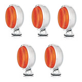 Kit - 5 Lanterna Bojuda Foguinho Aço Cromada Laranja