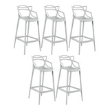 Kit - 5 X Banquetas Altas Masters Allegra Cor Cinza Claro