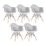 Kit - 5 X Cadeiras Charles Eames Eiffel Daw Com Braços Estrutura Da Cadeira Cinza-claro
