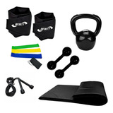 Kit - Colchonte+luva+halter 1+ Band+kettlebell 4+caneleira 2
