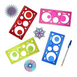 Kit- 4 Réguas Mágicas Espirógrafo Mandala - Desenho 
