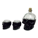 Kit 01 Garrafa + 2 Copos Caveira -cranios Ossos Drinks Taças