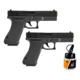 Kit 02 Arma Pistola Airsoft Glock Spring 6mm + 1000 Bbs