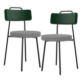 Kit 02 Cadeiras Sala Jantar Barcelona Facto Verde Pied Poule