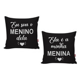Kit 02 Capa Almofada Eu Sou Menino Menina Love Amor Casal Cor Preto Namorados