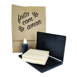Kit 02 Carimbos Personalizados + Almofada E Refil De Tinta