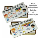 Kit 02 Dominós Educativo Matemático Adição E Subtração Mdf