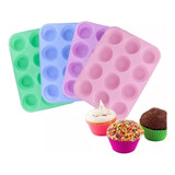 Kit 02 Formas Silicone Muffin Cupcake Empada 24 Cavidades