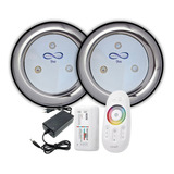 Kit 02 Led Para Piscina 9w Inox Rgb Especial + Comando Touch
