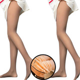 Kit 02 Meia Calça Peluciada Feminina Translúcida Forrada