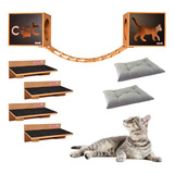 Kit 02 Nichos Gatos Almofada +ponte+04 Prat Frente Preta