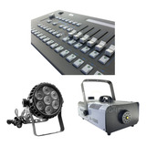 Kit 02 Par Led 6in + Mesa Controladora + Maquina De Fumaça