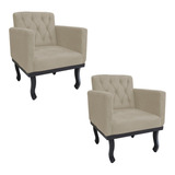 Kit 02 Poltrona Cadeira Classic Luiz Xv Consultório Bege