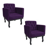 Kit 02 Poltrona Cadeira Classic Luiz Xv Roxo Quarto Recepção