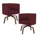 Kit 02 Poltronas Betina D02 Veludo Marsala C-278